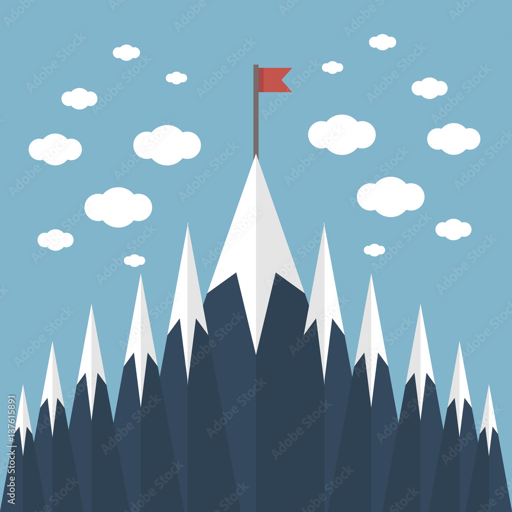 Red flag on a Mountain peak. Red flag on a Mountain peak.