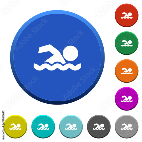 Swimming man beveled buttons