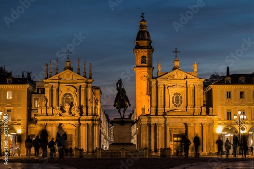 Turin (Torino), Italy - February 15, 2017: Piazza San Carlo royal square in Turin at night