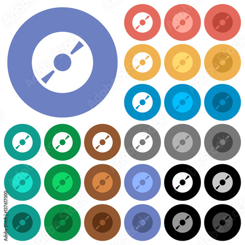 DVD disk round flat multi colored icons