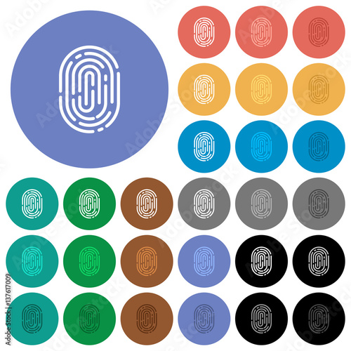 Fingerprint round flat multi colored icons