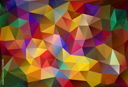 Abstract low poly vector background. Pattern of triangles. Polygonal design. Fullcolor all colors of the rainbow