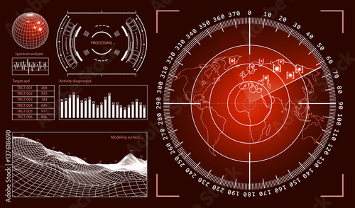 Futuristic user interface HUD tech elements for game creation or footage overlay. Sci-fi vector design set
