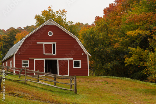 Classic Red Barn in the Autumn Countryside © Quattrophotography