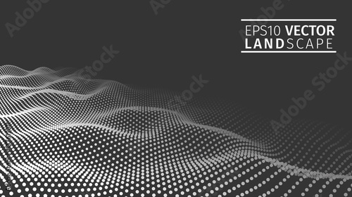 3D glowing abstract digital wave particles. Futuristic vector illustration. HUD element. Technology concept. Abstract background.