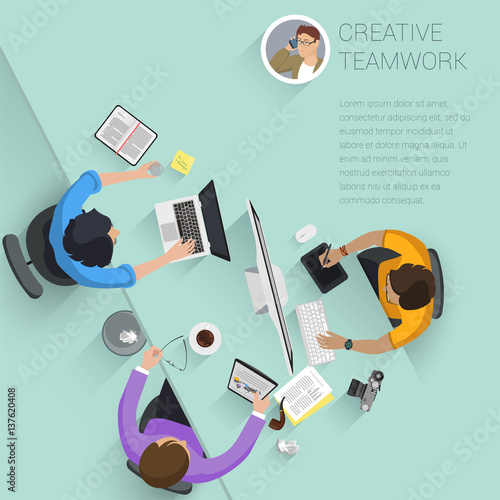  top view flat design vector office people 