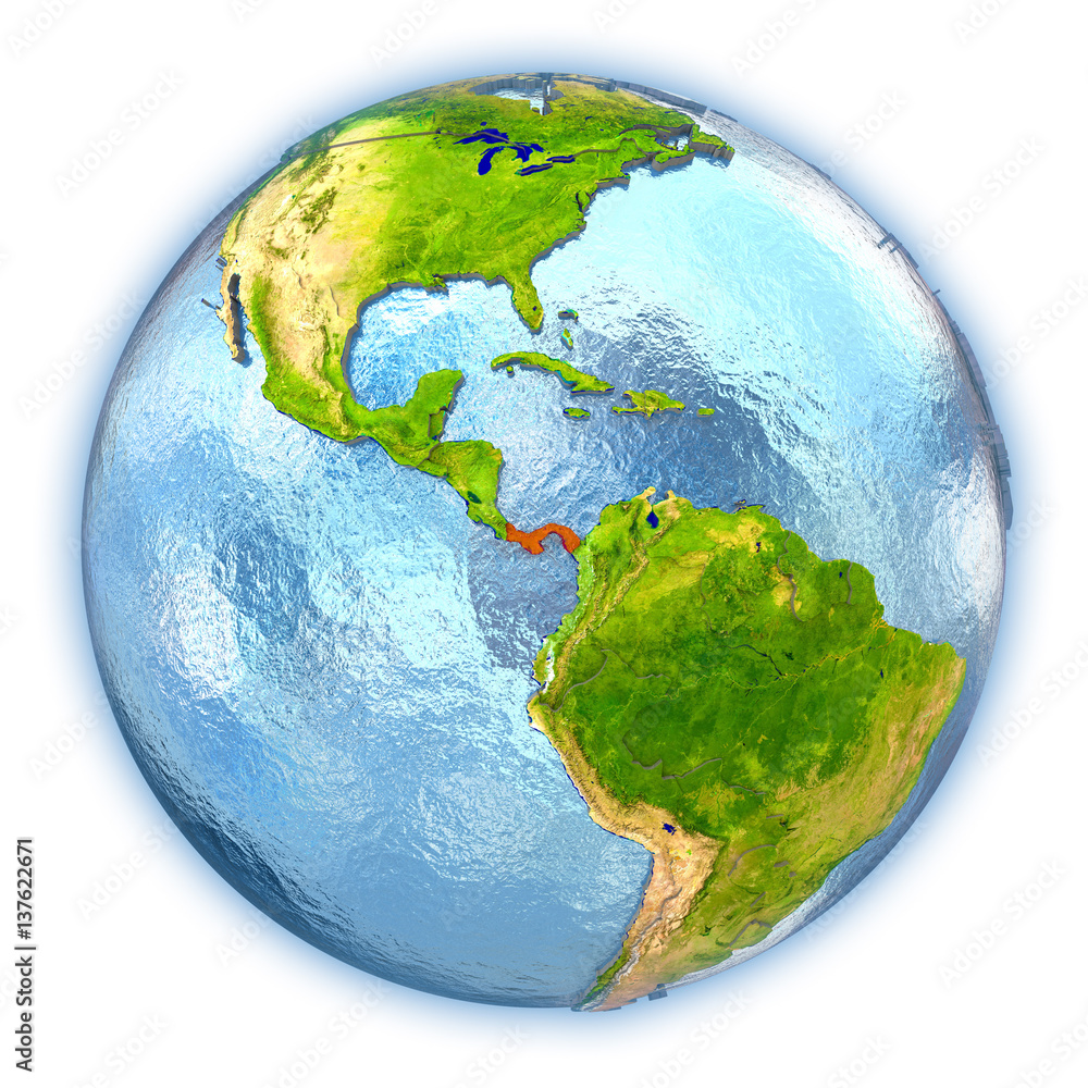 Fototapeta premium Panama on isolated globe