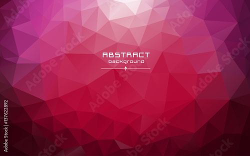 Abstract multicolored polygon, low polygon background. Transfusion of color. Pink, burgundy, purple, white, red colors. Watercolor effect. Geometric Pattern