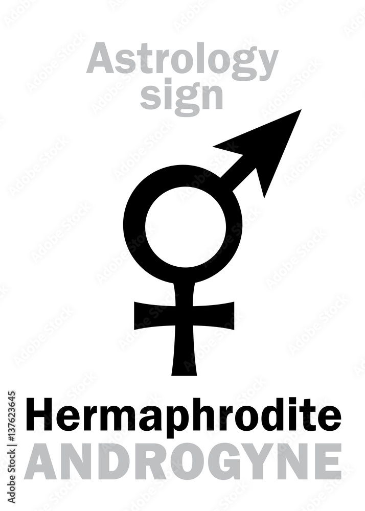 Astrology Alphabet HERMAPHRODITE (Androgyne). Hieroglyphics character