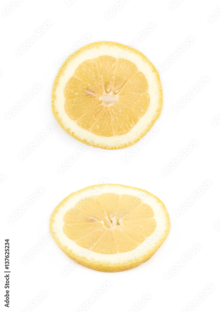 Single slice of a lemon isolated Single slice of a lemon isolated