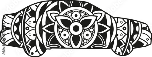 Vector illustration of a mandala car silhouette