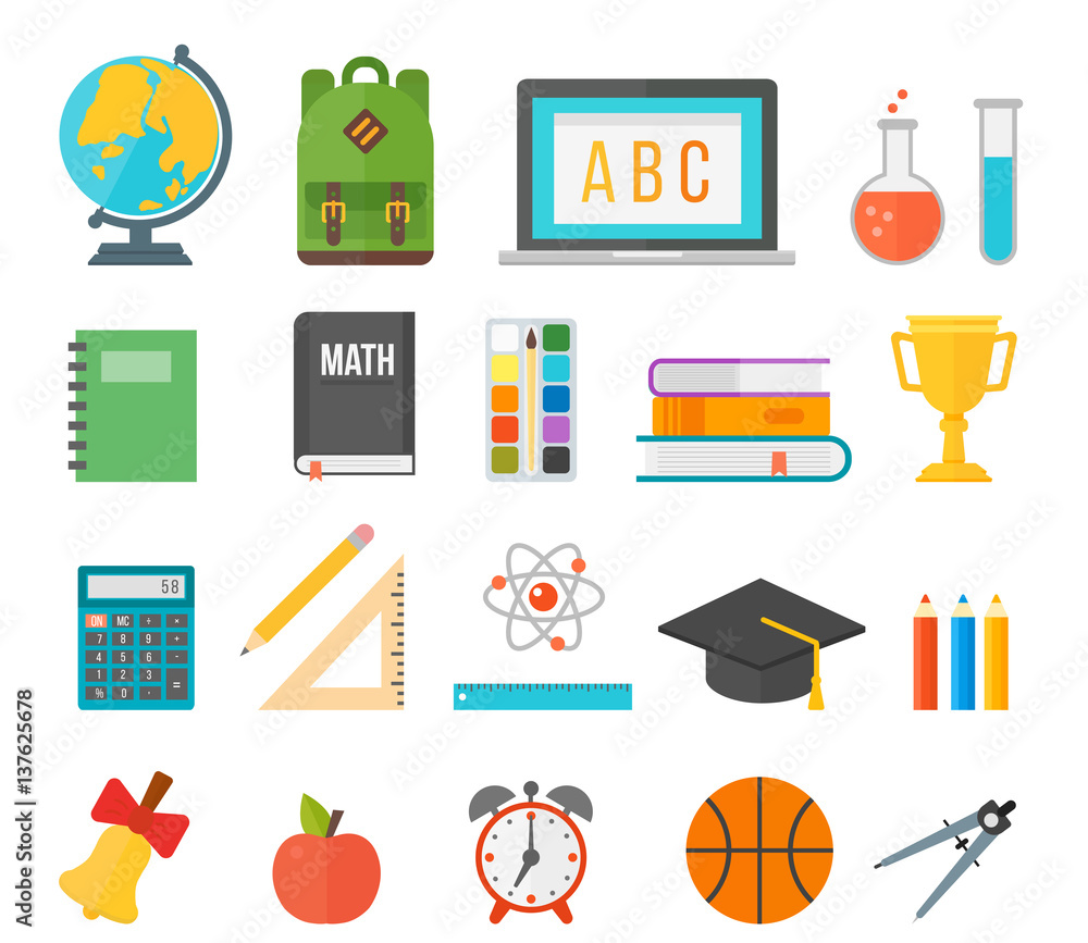 School supplies stationery equipment vector illustration. School supplies stationery equipment vector illustration.