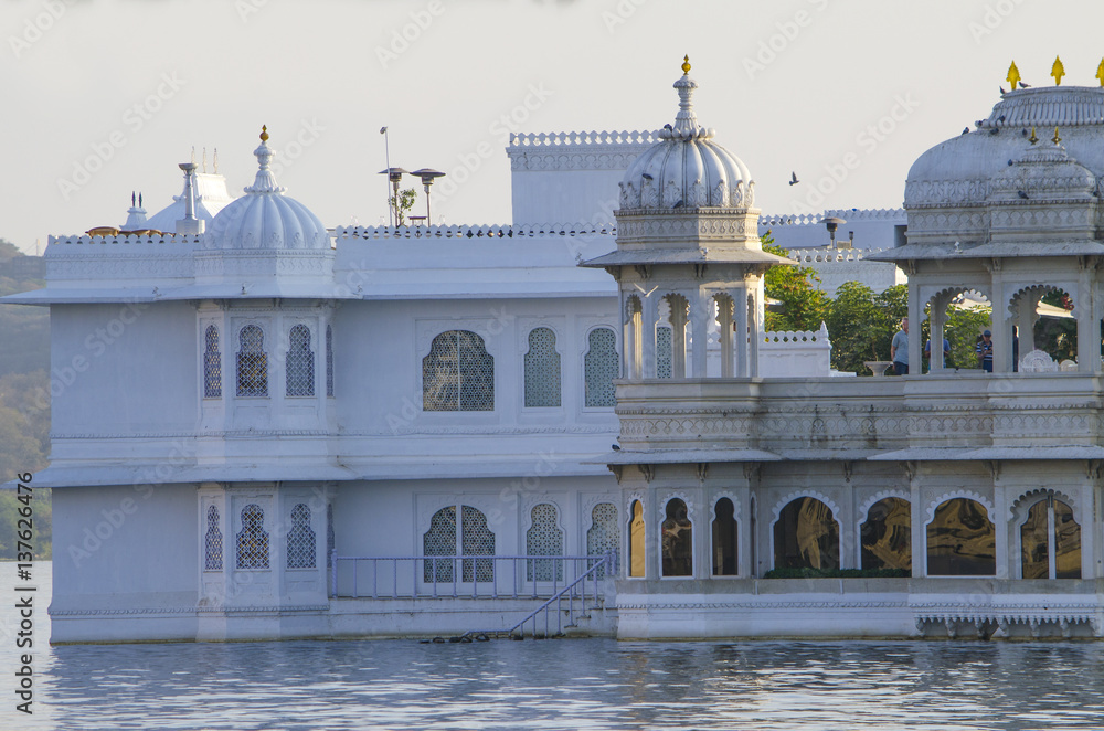 Beautiful landscape of the city on water in India Udaipur
