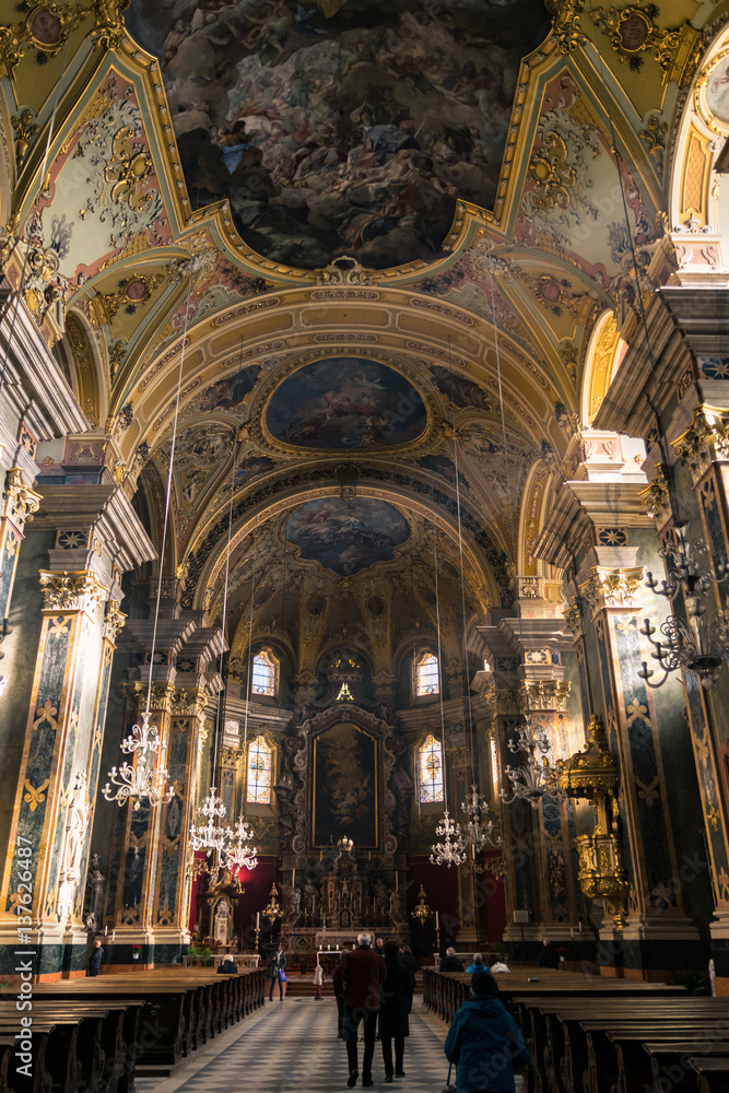 Central nave of the main cathedral in Brixen, Italy.