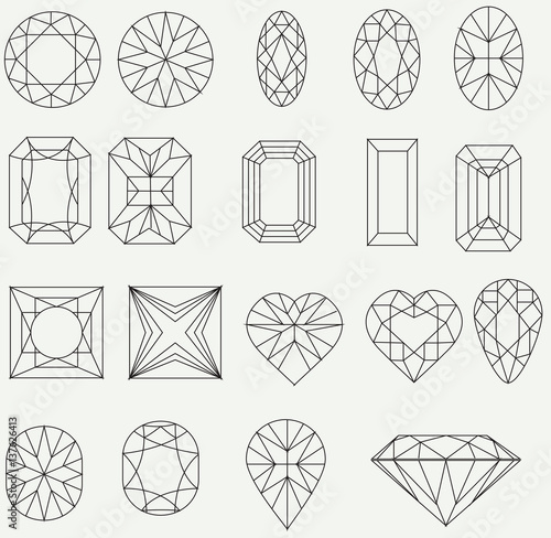 Set of diamond design elements 