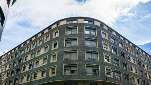 exterior of an apartment building by night