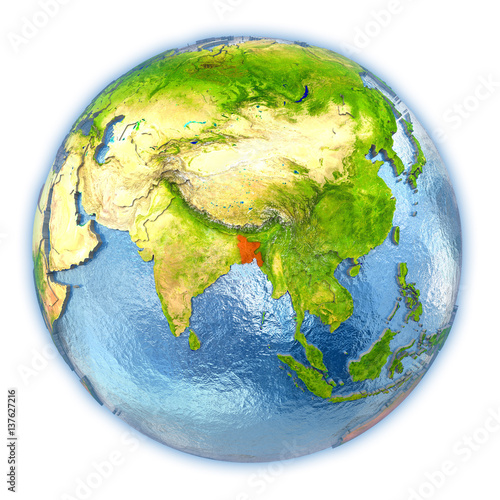 Bangladesh on isolated globe