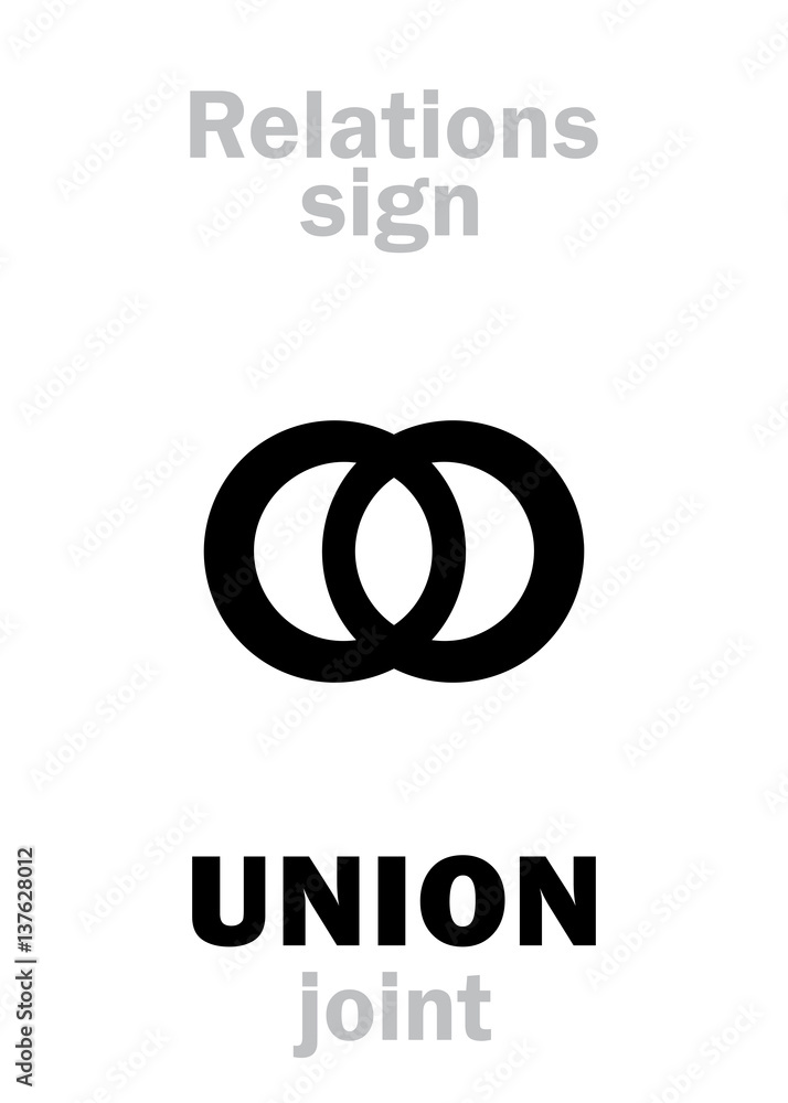 Astrology Alphabet Sign of UNION (join). Hieroglyphics character sign