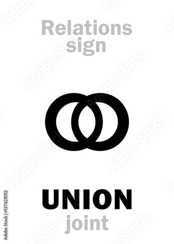Astrology Alphabet: Sign of UNION (join). Hieroglyphics character sign (joint symbol).