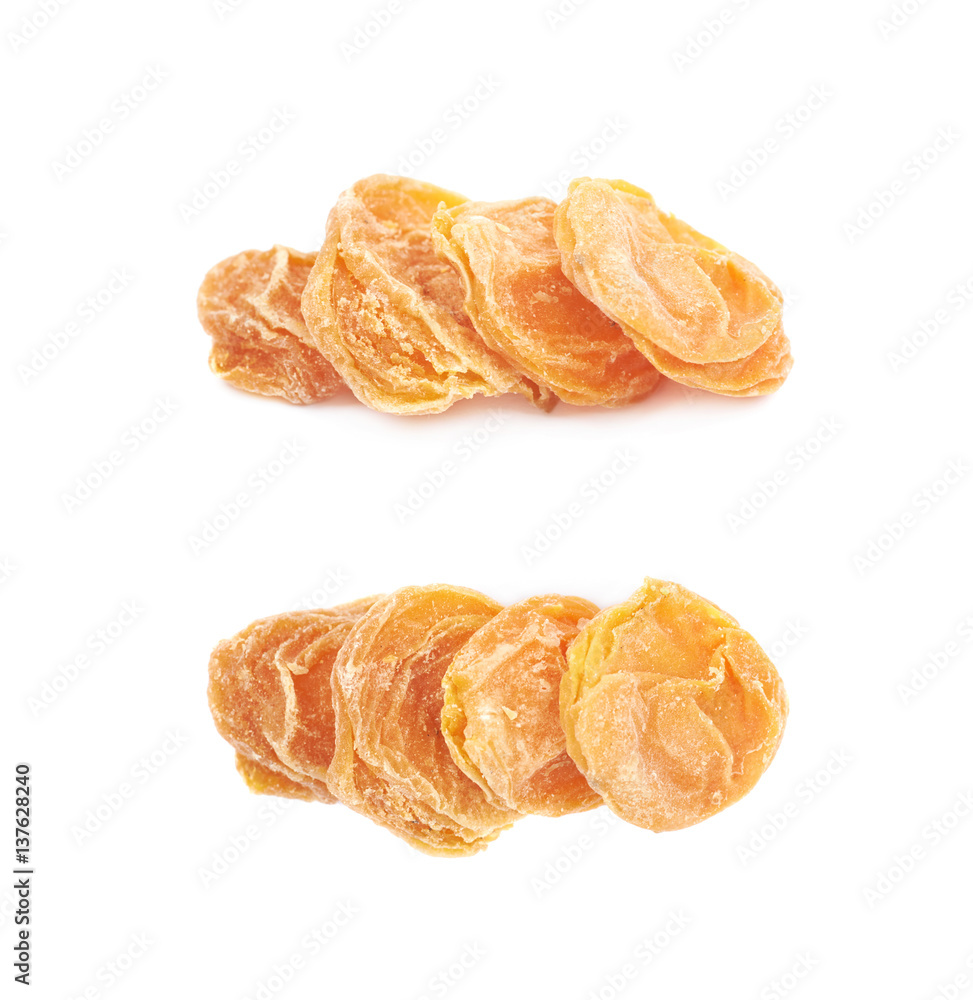 Pile of dried apricots isolated Pile of dried apricots isolated