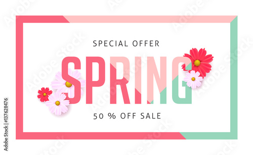spring 01Spring sale background with beautiful colorful flower. Vector illustration.banners.Wallpaper.flyers, invitation, posters, brochure, voucher discount.