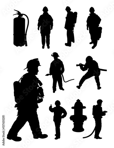 Fireman gesture silhouette. Good use for symbol, logo, web icon, mascot, sign, or any design you want.