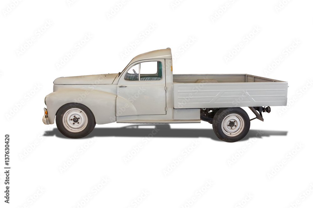 ancient Pickup isolated on white background with clipping path.