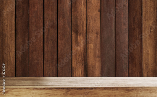 Wood counter top with wall planks