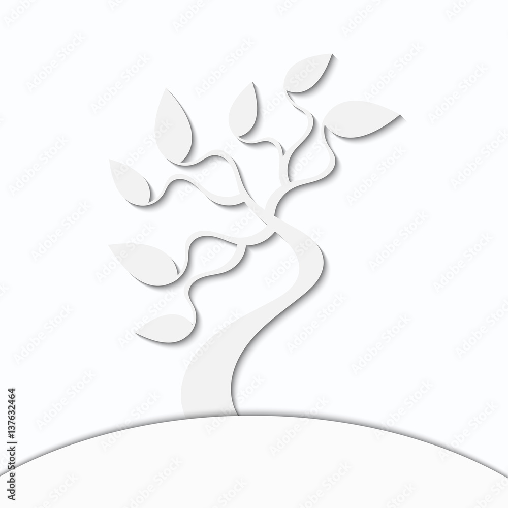 Obraz premium Abstract tree on a white background with shadow. 