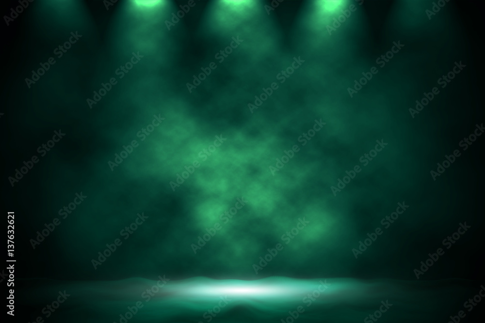 Spotlight green smoke design background.