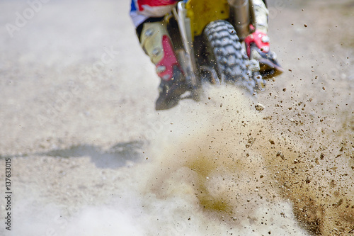 Dirt debris from a motocross race