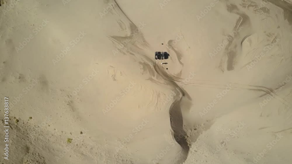 Aerial sand dunes desert flying drones riding 4x4 recreation climb