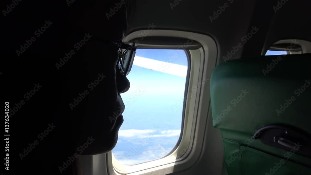 custom made wallpaper toronto digital4K Asia Young beautiful girl look out of airplane window during plane flight-Dan