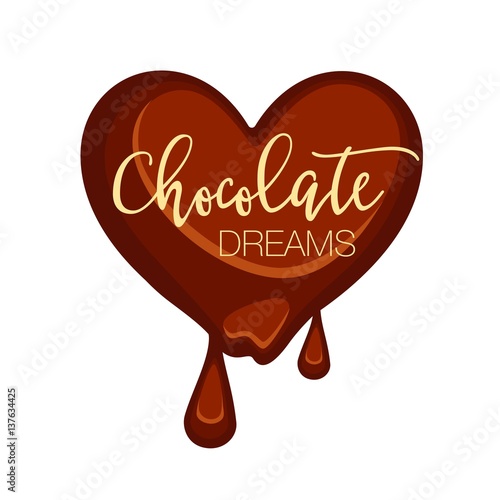 Chocolate candy in heart shape isolated on white
