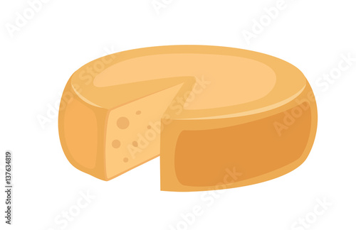 Delicious fresh cheese variety italian dinner icon flat dairy food and milk camembert piece delicatessen gouda meal isolated vector illustration.
