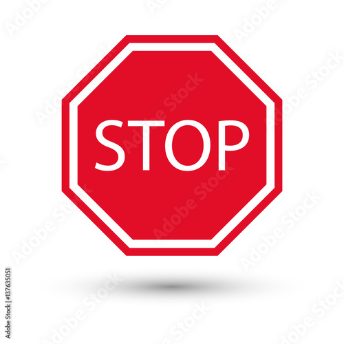 stop sign with shadow. Vect...