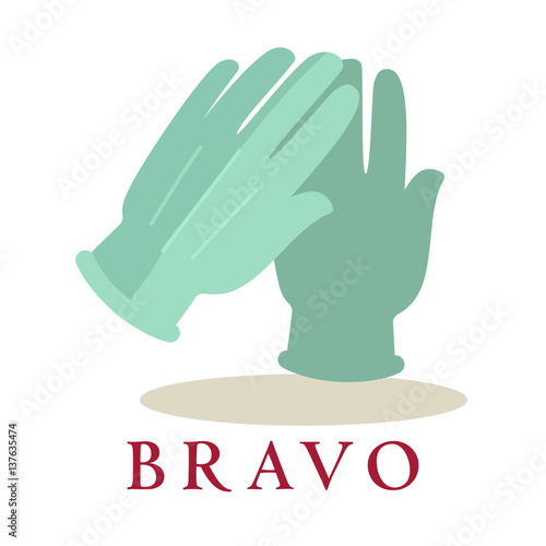 Bravo logo applause gloves icon silhouette isolated on white background.