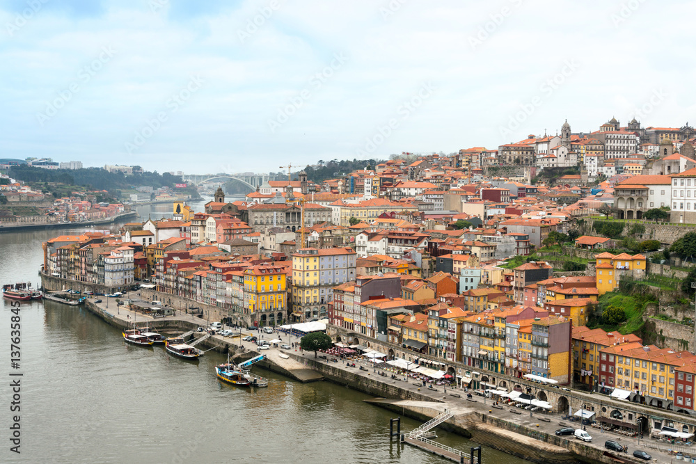 PORTO, PORTUGAL - February 23, 2016. Street view of old town Porto, Portugal, Europe, is the second largest city in Portugal, has a population of 1.4 million.