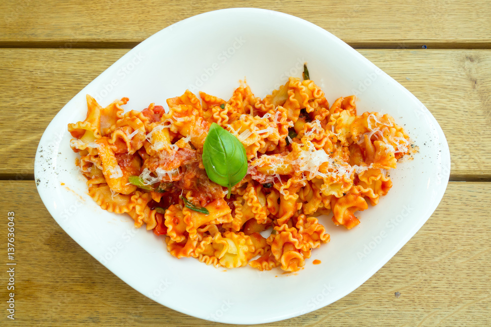 Pasta with Scallops Dinner Dish on a the tabl Pasta with Scallops Dinner Dish on a the tabl