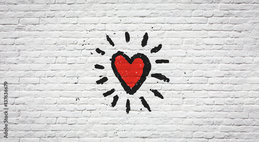 Obraz premium Serce na ściana z cegieł