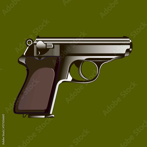 The classical gun on a green background