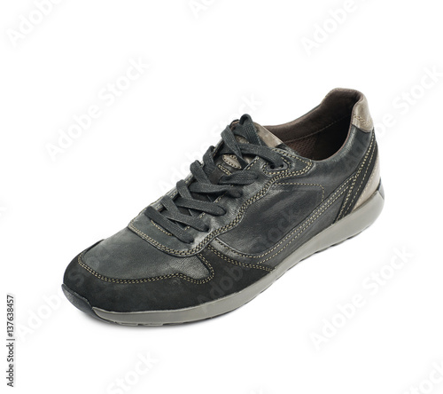 Casual black leather shoe isolated