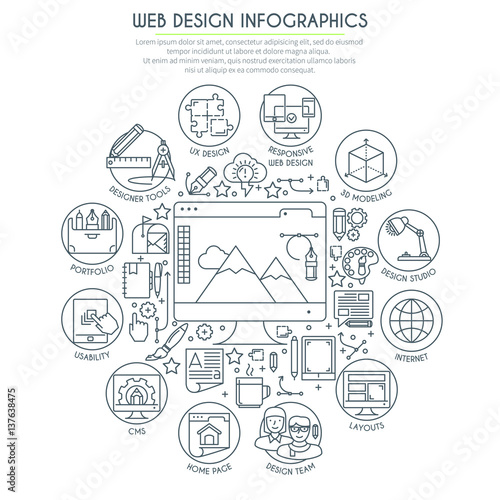 Web Design Infographics Thin Line