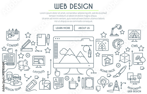 Web Design Illustration Thin Line
