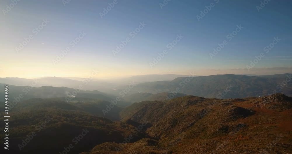 Aerial, Flying In The Mountainous Landscape Of Parque Nacional Peneda-Geres, Portugal - Graded and stabilized version Aerial, Flying In The Mountainous Landscape Of Parque Nacional Peneda-Geres, Portugal - Graded and stabilized version