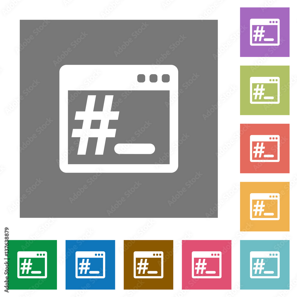 Linux root terminal square flat icons Linux root terminal square flat icons