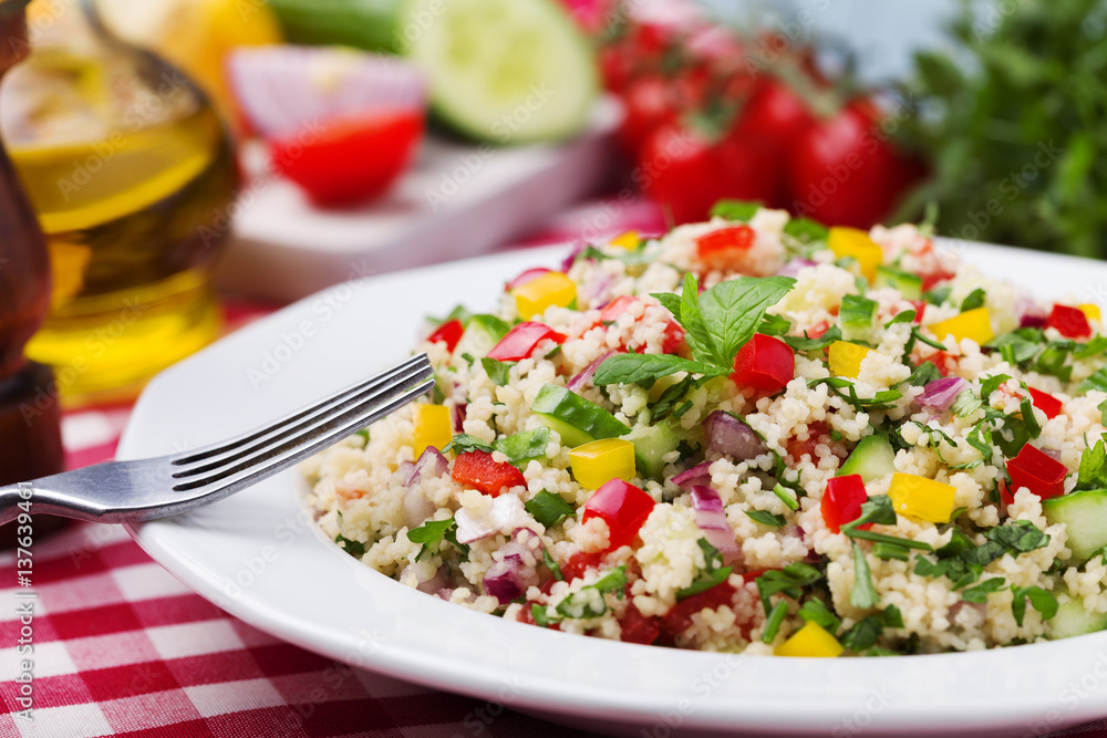 TABBOULEH Salad with cous cous and vegetable. TABBOULEH Salad with cous cous and vegetable.