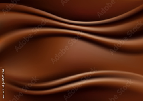 Chocolate Abstract Background, Brown Drapery Silk Fabric, Vector Illustration