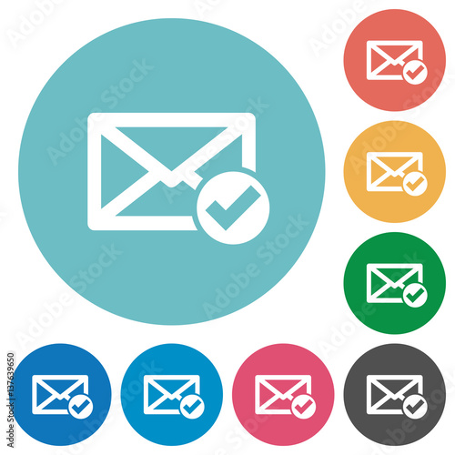 Mail read flat round icons