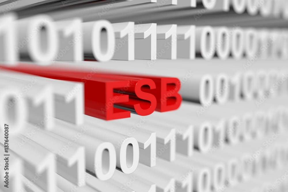 esb is a binary code with blurred background 3D illustration